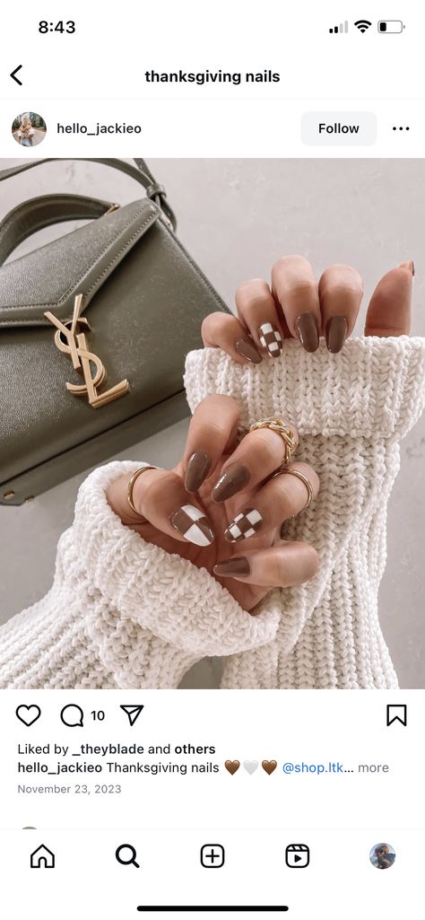 Brown And Tan Checkered Nails, Nude Checkered Nails, Checkered Nails, Nail Designs, Nails