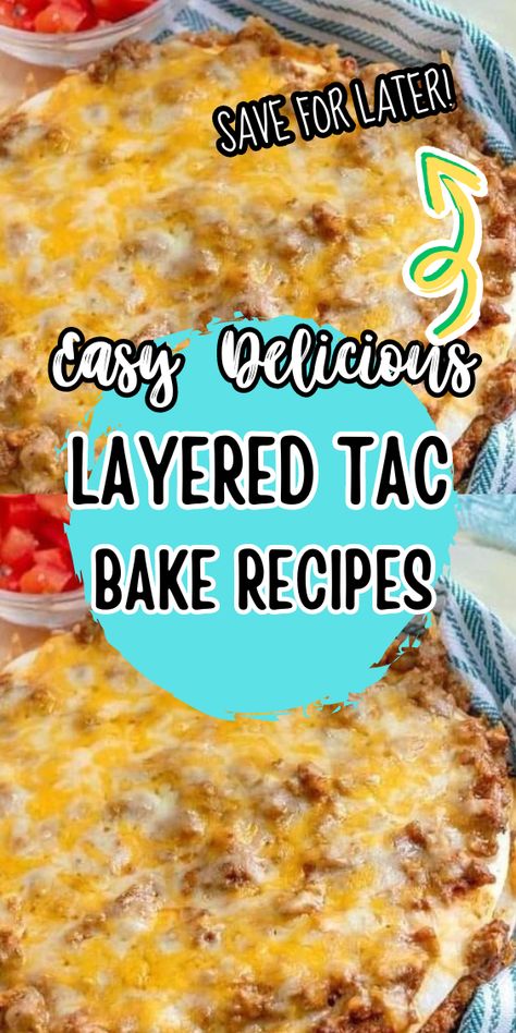 Soft Taco Bake Casserole, Easy Layered Taco Bake, Layered Taco Bake, Easy Taco Bake, Taco Shell Recipe, Baked Pork Ribs, Taco Dishes, Layered Taco, Baked Tacos Recipe