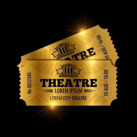 Black Ticket, Theater Ticket, Theatre Ticket, Gold Ticket, Ticket Template Free, Art Deco Invitations, E Ticket, Theatre Tickets, Voucher Design