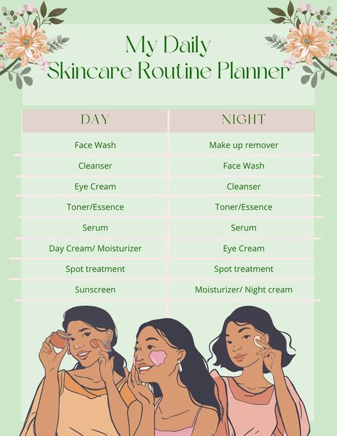 Elevate your skincare journey with our Skincare Routine Planner--a personalized guide to radiant, healthy skin. This planner seamlessly integrates beauty and self-care, offering a dedicated space for routines, product tracking, and skin goals. Immerse yourself in a mindful skincare experience as you prioritize self-love and glowing results. Transform your daily rituals into a nurturing routine tha#skincareroutine #morningroutine #nightroutine #skincarelover #beautyritual #glowingskin #selfcare #pamperyourself #skincareobsessed #healthyglow Skincare Chart, Weekly Skincare Routine, Pharmacy Skincare, Sunscreen Tips, Skincare Planner, Supplements For Hair Growth, Weekly Skincare, Glowing Skin Products, Supplements For Skin