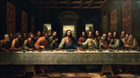 Jesus Christ The Last Supper Of Person In Italian Painting#pikbest#Backgrounds#Homepage Last Supper Art Abstract, The Last Supper Wallpaper, Last Supper Painting, Last Supper Art, The Last Supper Painting, Painting Backgrounds, Jesus Last Supper, Lords Supper, Jesus Christ Cross