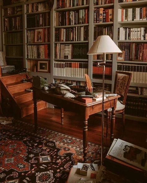 Cozy Home Library, Library Aesthetic, Deco Studio, Home Library Design, Home Libraries, Design Del Prodotto, Decoration Inspiration, Home Library, House Inspo