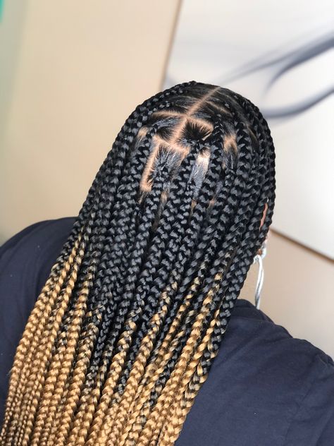 Thick Knotless Box Braids, Ombre Large Knotless Box Braids, Jumbo Knotless Box Braids Parts, Thick Knotless Braids, Big Box Braids Jumbo Protective Styles Natural Hair, Knotless Box Braids Large, Jumbo Box Braid Parts, Large Knotless Box Braids, Large Box Braids Triangle Parts