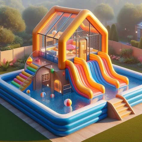 Upgrade your backyard fun with inflatable swimming pools and slide-shaped cabin homes. Bedroom With Slide, Swimming Pools Backyard Inground, Backyard Slide, Dog Bedroom, Home Safety Tips, House Slide, Pools Backyard Inground, Kawaii School Supplies, Cleaning Toys