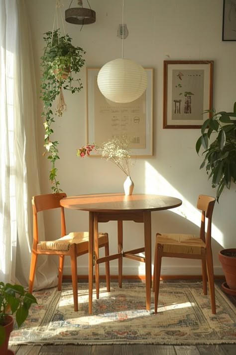 Apartment Dinette Small Spaces, Dining Room For Small Apartment, Dining Table Two Chairs, Very Small House Ideas, Small Table In Living Room, Small Space Decoration Ideas, Apartment Dining Room Small Decor, Cute Dining Table Small Spaces, Dining Table For Studio Apartment