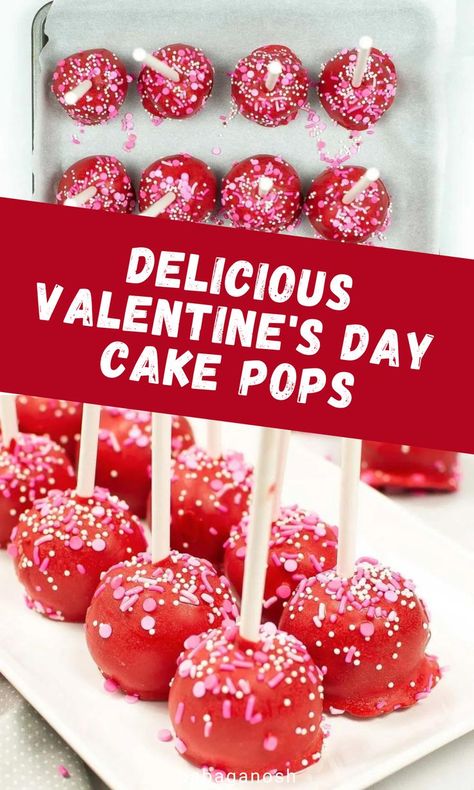 DIY, homemade Valentine's Day Cake Pops. Valentines Cake Pops Recipe, Red Cake Pops, Easy Valentines Snacks, Easy Cake Pops, Perfect Cake Pops, Cake Pop Recipe Easy, Valentine Cake Pop, Cake Pops Recipe, Valentines Recipes Desserts