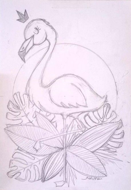 Flamingo Drawings, How To Draw A Flamingo, Easy Flamingo Drawing, Cute Flamingo Drawing, Flamingo Easy Drawing, Flamingo Drawing Simple, Flamingo Sketch, Drawing Flamingo Easy, Flamingo Drawing Pencil