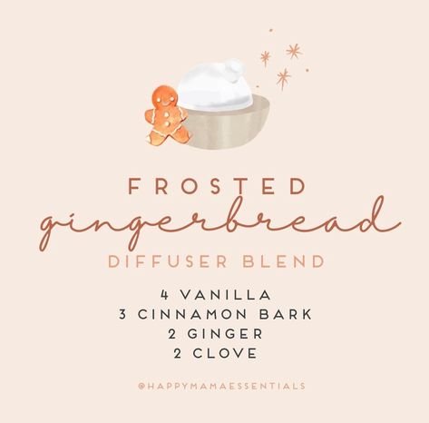 Homemade Vanilla Frosting, Christmas Diffuser Blends, Frosted Gingerbread, Scent Blends, Fall Essential Oils, Fall Diffuser Blends, Fragrance Blends, Essential Oil Combinations, Aromatherapy Essential Oils