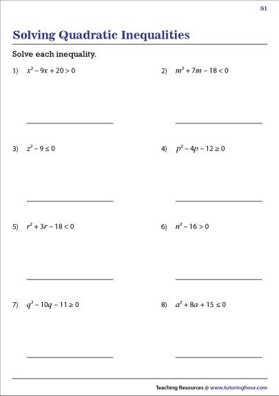 Quadratic Inequalities Worksheets Quadratic Inequalities, Inequalities Worksheet, Compound Inequalities, Absolute Value Inequalities, Inverse Operations, Solving Inequalities, Chemical And Physical Changes, Simultaneous Equations, Linear Inequalities