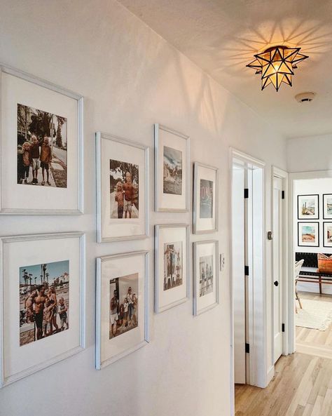 Shiplap Staircase, تحت الدرج, Hallway Pictures, Hallway Gallery Wall, Stair Paneling, Narrow Hallway Decorating, Gallery Wall Layout, Family Photo Wall, Staircase Wall