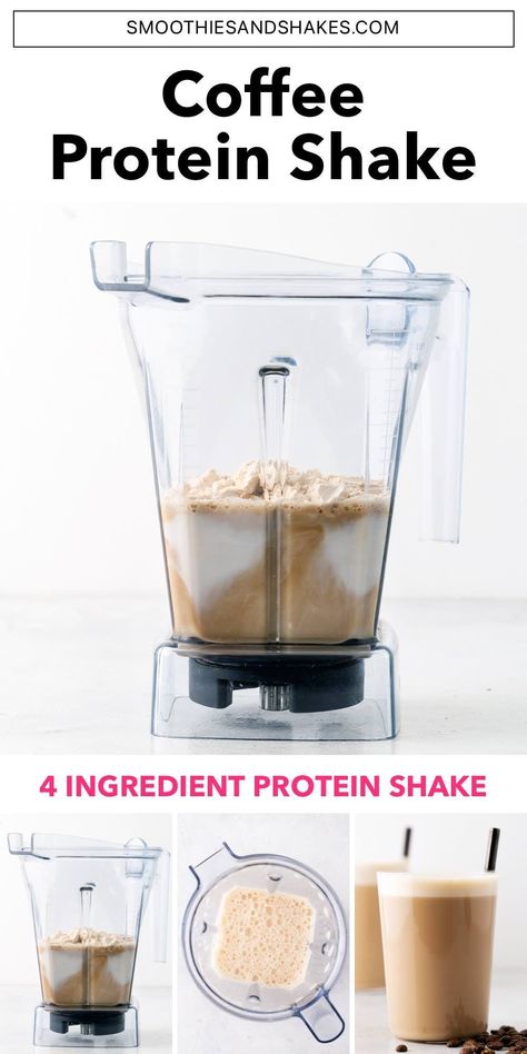 Start your day with an energizing and filling coffee protein shake. It’s easy to make at home in a blender with just 4 ingredients. #proteinshake #coffeeproteinshake #healthyshakes #coffeesmoothie 4 Ingredient Smoothies, Easy Protein Shakes No Blender, Protein Shake With Coffee, Blended Protein Coffee, Coffee Protein Shake Recipes No Banana, Gym Bulk, Protein Shakes Recipes Fat Loss, Protein Shake No Blender, Coffee Protein Shake Recipes