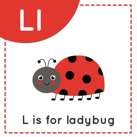 L Is For Ladybug, English Alphabet For Kids, B Is For Butterfly, Cartoon Ladybug, Alphabet Flash Cards Printable, Alphabet Pictures, S Alphabet, Flashcards For Kids, Children Learning