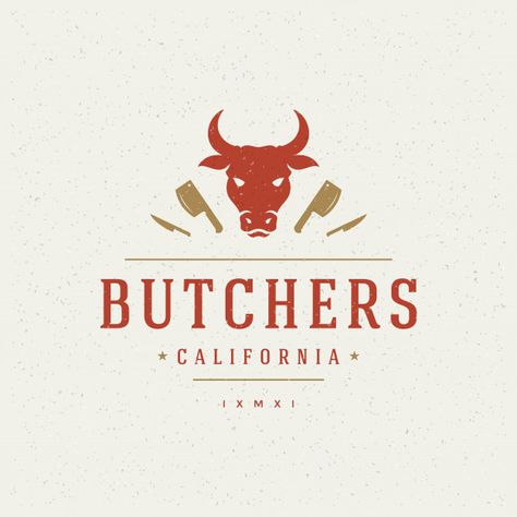 Élément De Design De Boucherie Dans Un Style Vintage Pour Logotype | Vecteur Premium Butcher Shop Design, Toro Vector, Typographie Logo, Brewery Logo, Infographic Design Process, Draw Logo, Kitchen Logo, Logo Design Inspiration Branding, Graphic Design Agency