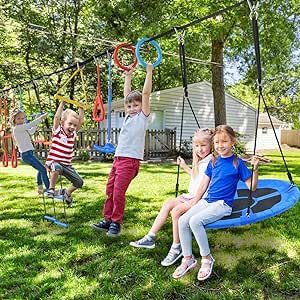 Hapfan 65ft Ninja Warrior Obstacle Course for Kids with Swing, Ninja Rope Course with 11 Obstacles for Backyard Outside, Tree Slackline Jungle Gym Outdoor Garden Playground Ideas, Jungle Gym Outdoor, Obstacle Course For Kids, Outside Fun, Gym Outdoor, Kids Garden, Playground Ideas, Jungle Gym, Ninja Warrior