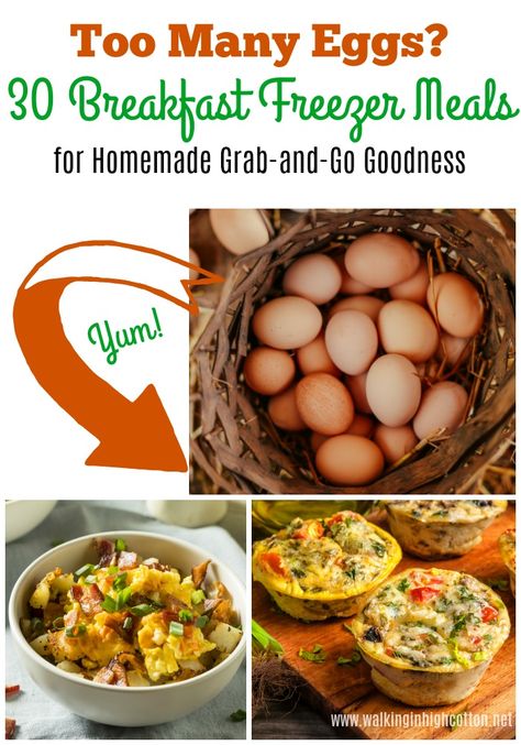 Too many eggs? 30 Breakfast Freezer Meals for homemade grab-and-go goodness! Freezer Egg Breakfast, Egg Freezer Meals, Egg Recipes Freezable, Freezer Egg Recipes, Egg Cups Breakfast Freezer, Freezable Egg Recipes, Freezer Egg Casserole, Breakfast Freezer Meals, Batch Cooking Freezer