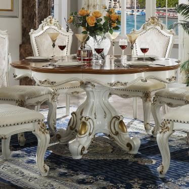 Acme Furniture Picardy Round Dining Table | Hayneedle Round Dining Room Sets, Carved Table, Set Meja Makan, Round Dining Room, Dining Room Table Decor, Dining Room Colors, Wood Parquet, Wooden Table Top, Wood Pedestal