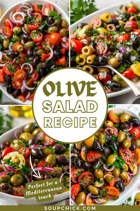 Olive Salad Recipe Olive Tomato Salad, Italian Olive Salad Recipe, Olive Relish Recipe, Tomato Olive Salad, Greek Olive Salad, Salads With Olives, Green Olive Recipes, Olive Pasta Salad, Antipasti Salad