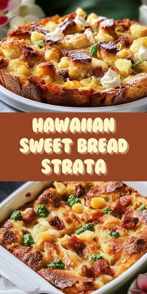 Start your brunch off right with this Hawaiian Sweet Bread Strata! Fluffy, sweet bread layered with eggs, cheese, and savory flavors, this dish is perfect for breakfast or brunch gatherings. Make-ahead friendly and easy to bake, this strata is a hit for holiday mornings or weekend feasts. Save for your next brunch inspiration! 👉 #SweetBreadStrata #BrunchRecipes #BreakfastIdeas #HawaiianRecipes #MakeAheadMeals #BrunchInspo #EasyBreakfast #HolidayBrunch 🍳🧀 Hawaiian Bread Breakfast, Egg Strata Recipes, Bread Breakfast Recipes, Egg Strata, Hawaiian Sweet Breads, Strata Recipes, Brunch Inspiration, Breakfast Bread Recipes, Brunch Table