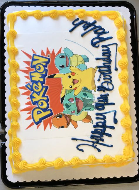 Pokemon Sheet Cake Ideas, Pokemon Sheet Cake, Pikachu Party, Pokemon Anime Characters, Easy Pokemon, Pokemon Birthday Cake, Pikachu Cake, Pokémon Party, Birthday Sheet Cakes