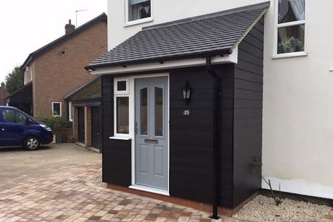 Porch With Toilet, Porch Cladding, Porch Extension With Toilet, Front Porch Extension, Front Porch Ideas Uk, Porch Ideas Uk, Porch Extension, Entrance Hall Decor, Composite Front Door