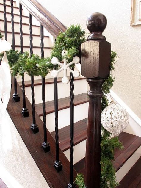 Barndominium Stairs, Wrought Iron Stair Spindles, Iron Stair Spindles, Banister Remodel, Wrought Iron Spindles, Iron Stairs, Iron Spindles, Hall Stairs, Stair Rails