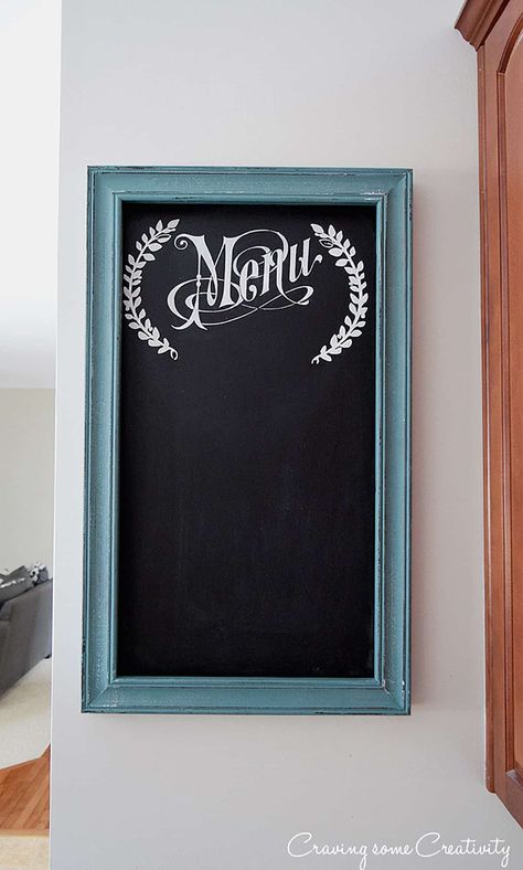 Wall Organizer Diy, Kitchen Wall Organizer, Chalkboard Diy, Diy Menu, Kitchen Chalkboard, Menu Boards, Diy Chalkboard, Framed Chalkboard, Chalkboard Wall