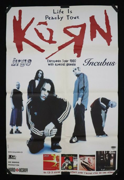 Korn Poster, Incubus Band, Life Is Peachy, Punk Poster, Jonathan Davis, Tour Poster, Incubus, Tour Posters, European Tour