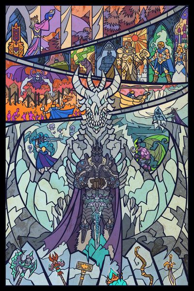 Fall of Arthas Arthas Menethil, Lich King, Warcraft Art, Heroic Fantasy, Heroes Of The Storm, Geek Art, Wow Art, 판타지 아트, Stained Glass Window