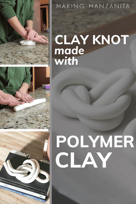 Try these easy decorative DIY clay knots made with polymer clay! They look just like the ones sold by retailers like Studio McGee or West Elm. West Elm Decor, Clay Knot, Boho Farmhouse Decor, Modern Boho Decor, Uses For Coffee Grounds, Knots Diy, Clay Paint, Acrylic Craft Paint, How To Make Clay