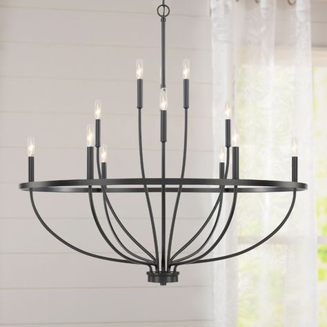 Foyer Chandelier 2 Story, Garden Room Lighting, Large Chandelier High Ceilings, Entry Way Chandelier, Black Chandelier Dining Room, Cool Chandeliers, Entry Chandelier, Entryway Light Fixtures, Matte Black Chandelier