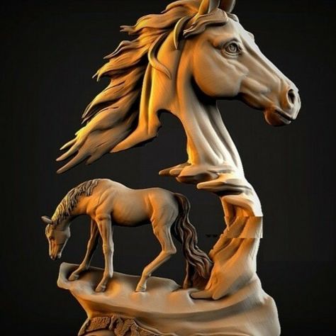 Cnc Router Projects, Drawing Programs, Free Horses, Stl File Format, 3d Cnc, Two Horses, Western Design, Cad Design, Folk Art Painting