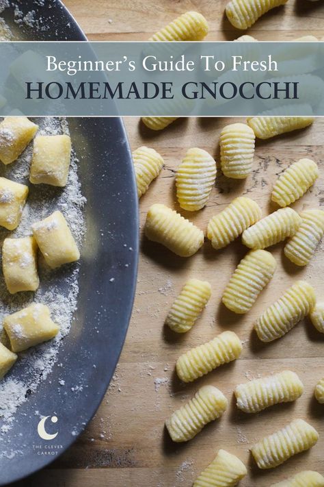 Light and fluffy gnocchi recipe? You’re in the right spot! Learn how to make fresh homemade potato gnocchi with just 4 ingredients and simple step-by-step instructions. My secret is Yukon Gold potatoes, egg yolk (only) and fine milled Tipo 00 flour for best texture and flavor. Fluffy Gnocchi Recipe, Homemade Potato Gnocchi, The Clever Carrot, Clever Carrot, Italian Gnocchi, Gnocchi Recipes Easy, Gnocchi Recipes Homemade, Gnocchi Pasta, Making Gnocchi