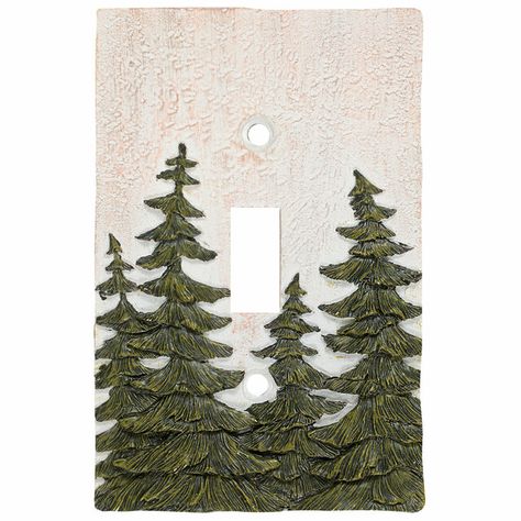 Evergreen Pine Tree Single Switch Cover Woodsy Bedroom, Black Forest Decor, Pine Trees Forest, Evergreen Forest, Forest Nursery, Forest Decor, Toggle Light Switch, Lodge Decor, Forest Trees