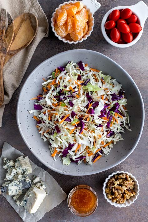 Citrus Crunch Salad (Healthier Coleslaw) Citrus Slaw, Winter Crunch Salad, Winter Citrus Salad, Citrus Asian Crunch Salad, Whole Foods Cabbage Crunch Salad, Healthy Party Appetizers, Food Substitutions Healthy, Healthy Coleslaw, Healthy Food Alternatives