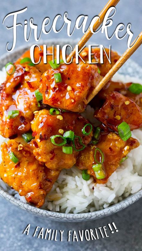 Firecracker Chicken, Easy Dinner Options, Recipes Asian, Spicy Chicken Recipes, Sweet And Spicy Sauce, Chicken Recipes Video, 10 Dinner, Asian Chicken, Chicken And Rice