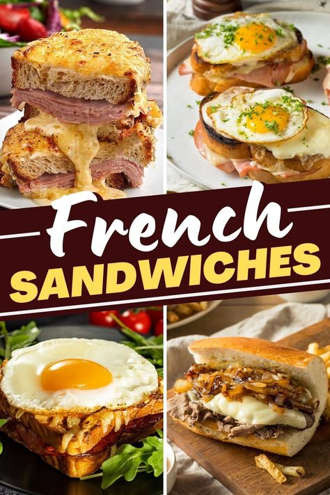 These popular French sandwiches bring a true taste of Paris! From Croque Monsieur to the French dip to steak and cheese croissants, these sandwiches are just too good. French Olympics Party, French Food For Olympics Party, French Sandwiches, French Sandwich Recipes, Olympic Party Food, Grilled Sandwich Recipe, Steak And Cheese, French Sandwich, Cheesy Sandwich