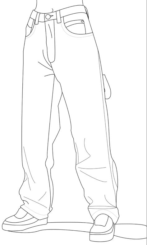 Jean Drawing Reference, Baggy Jeans Sketch, How To Draw Pants, Jean Drawing, Clothing Folds, Jeans Drawing, Pants Drawing, Art Concepts, Oversized Jeans