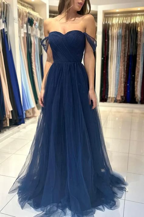 A line Sweetheart chiffon pleated long ball formal evening dress Off S – LUOLANDI DRESS Dark Blue Formal Dress, Prom Dress Dark Blue, Dark Blue Prom Dress, Tulle Prom Dress Long, Pleated Party Dress, Navy Blue Prom Dresses, Navy Blue Bridesmaid Dresses, Blue Bridesmaid Dress, Grad Dresses