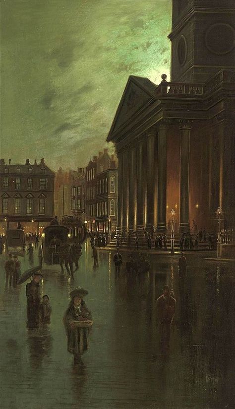 John Atkinson Grimshaw, Atkinson Grimshaw, Mekka Islam, Walking In The Rain, Harvest Moon, Aesthetic Painting, City Street, Sketchbook Inspiration, Ethereal Art