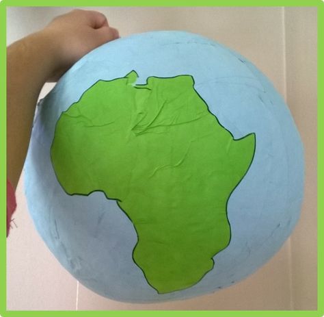 Paper mache globe.  Credits  - Lindsey Olgiati Paper Mache Globe, School Craft, Church Crafts, School Crafts, Paper Mache, Globe