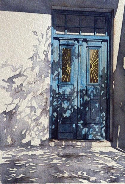 Watercolor Shadows, Bright Door, Shadow Painting, Plein Air Watercolor, Art Major, Art Appliqué, Dappled Light, Watercolour Inspiration, Watercolor Art Lessons