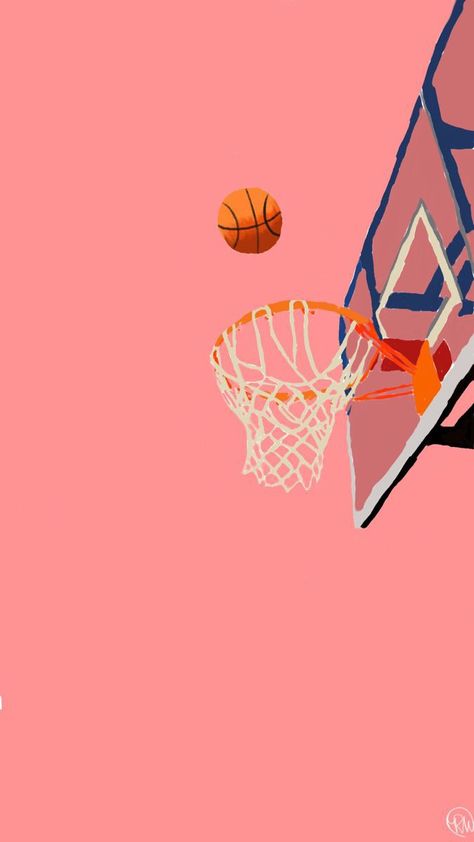 Basketball Drawings Aesthetic, Aesthetic Basketball Drawing, Basketball Hoop Illustration, Sports Wallpaper Aesthetic, Basketball Aesthetic Drawing, Basketball Art Wallpaper, Cute Basketball Wallpapers, Basketball Art Draw, Basketball Cartoon Art