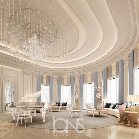 Grand Piano Room Design | IONS DESIGN | Archinect Piano Room Design, Grand Piano Room, Ions Design, Sitting Room Design, Lobby Interior Design, Lounge Interiors, Villa Interior, Palace Interior, Plafond Design