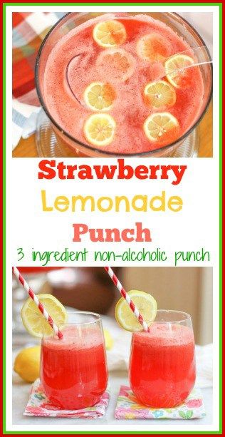 This 3 ingredient strawberry lemonade punch is the perfect non alcoholic punch for bridal showers, baby showers, Christmas parties, weddings, and large group entertaining. Its tangy flavor is sweet and refreshing. Its bright color makes a beautiful presentation. #ad #nonalcoholicpunch #strawberrylemonadepunch Strawberry Lemonade Punch, Lemonade Punch Recipe, Non Alcoholic Punch, Baby Shower Punch, Lemonade Punch, Party Punch Recipes, Alcoholic Punch, Homemade Soda, Soda Shop