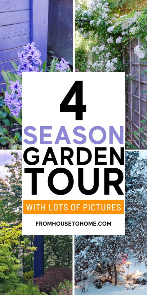 Year Round Flower Garden Tour | Gardens All Season Garden, Four Season Garden, Year Round Garden, Planning A Garden, Hydrangea Landscaping, Evergreen Bush, Perennial Flower, Backyard Garden Layout, Climbing Hydrangea