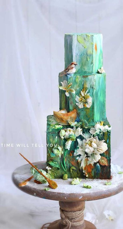 Just like bridal dresses, wedding cakes can also be trendy or obsolete. A traditional wedding cake is usually a white vanilla cake in towering... Torte Creative, Painted Wedding Cake, Cake With Flowers, Traditional Wedding Cake, Elegant Birthday Cakes, Wedding Cake Ideas, Torte Cupcake, Cupcakes Decorados, Tiered Cake