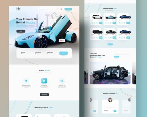 Car Rental Landing Page design, UIUX, Website design :: Behance Rental Car Website, Car Landing Page, Rental Website Design, Car Rental Website, Website Home Page, Creative Website Design, Luxury Car Rental, Ui Design Website, Coming Soon Page