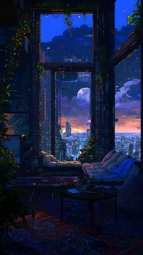 Night Time Phone Wallpaper, City Window Aesthetic, Pixel City Wallpaper, Aesthetic Wallpaper Pixel, Phone Wallpaper City, Pixel Art Wallpaper Iphone, Lofi Aesthetic Wallpaper, Photowall Ideas, Pixel Art Background