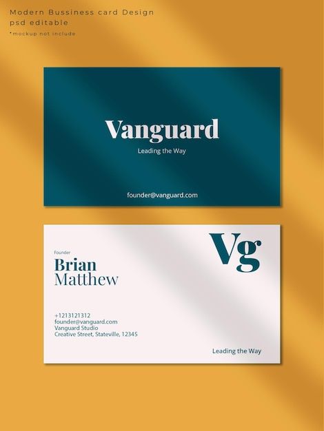 PSD a business card for the vg company f... | Premium Psd #Freepik #psd #corporate-identity #company-card #business-identity #business-stationery Business Card Corporate, Formal Business Card, Business Card Simple, Company Card, Company Business Cards, Double Sided Business Cards, Business Cards Simple, Business Identity, Portfolio Inspiration