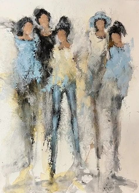 Contemporary Paintings Figurative, Abstract Family Painting, Abstract People Painting, Abstract Figure Art, Abstract People, Figurative Kunst, Easy Flower Painting, Abstract Wall Painting, Diy Watercolor Painting